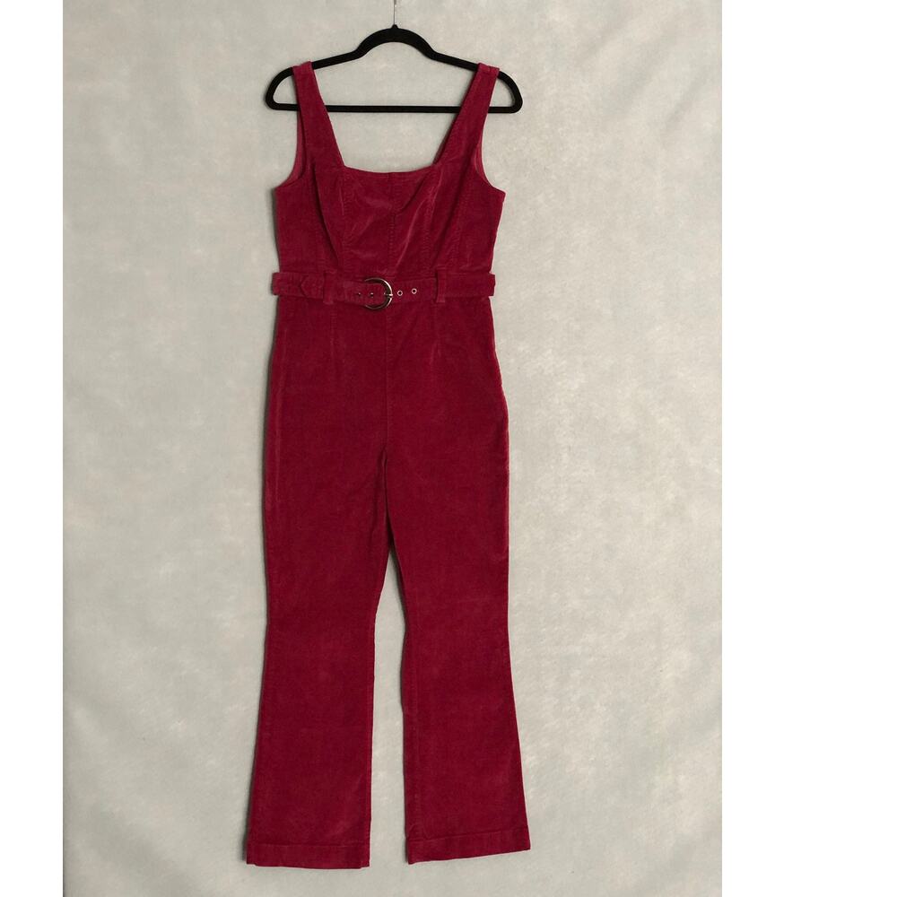 Free People Crimson Corduroy Belted Jumpsuit